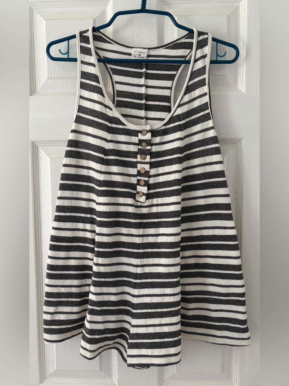Striped Knit Romper with Button Placket
